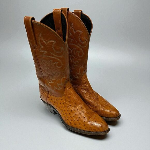 Dan Post Ostrich Leather Cowboy Boots Womens Size 7 Pin Quill DP2987 Western - Picture 2 of 14